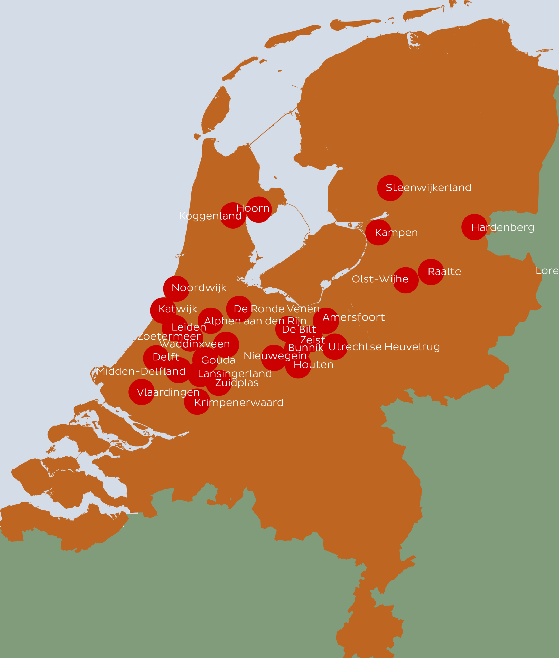 Gemeenten met een Huurteam van Steenvlinder